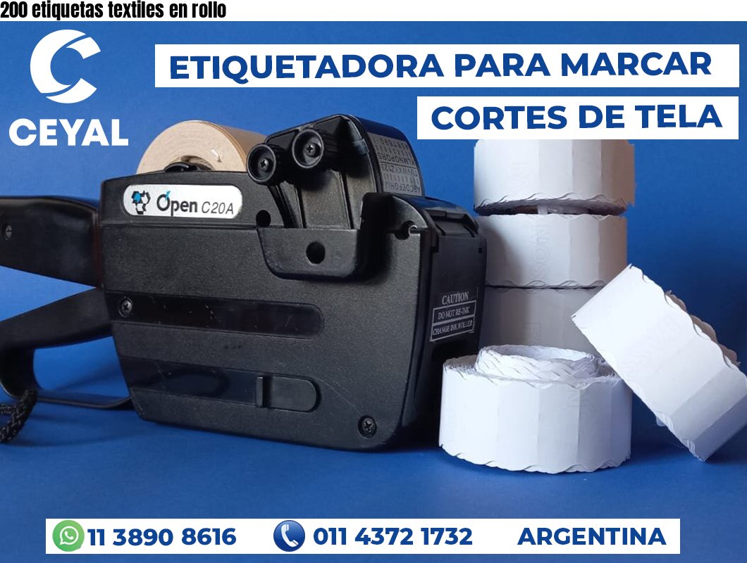 200 etiquetas textiles en rollo