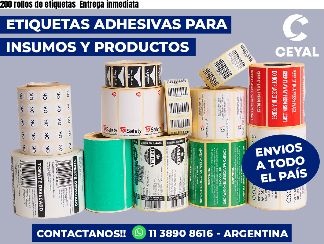 200 rollos de etiquetas Entrega inmediata