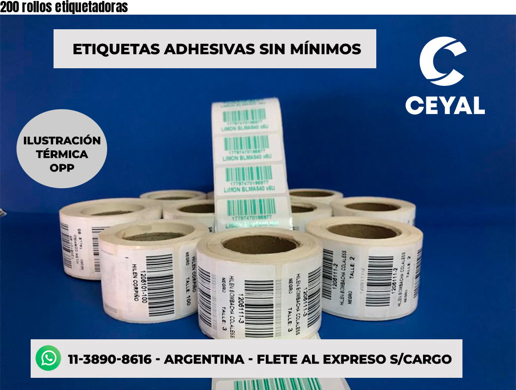 200 rollos etiquetadoras