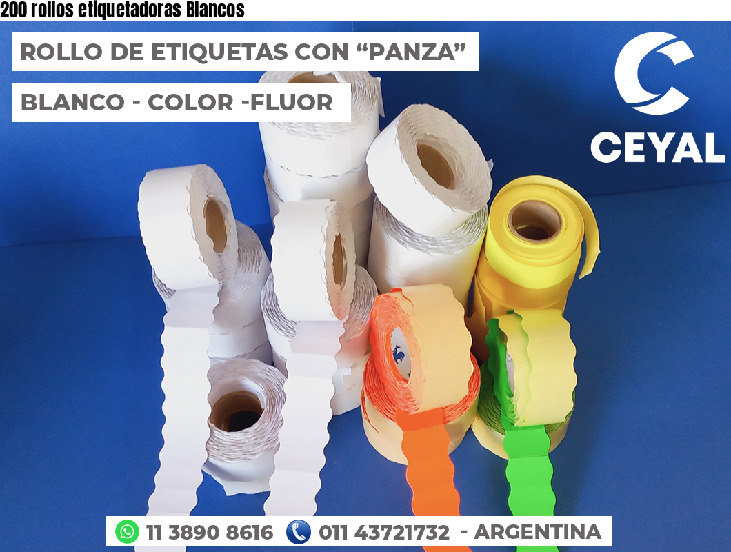 200 rollos etiquetadoras Blancos