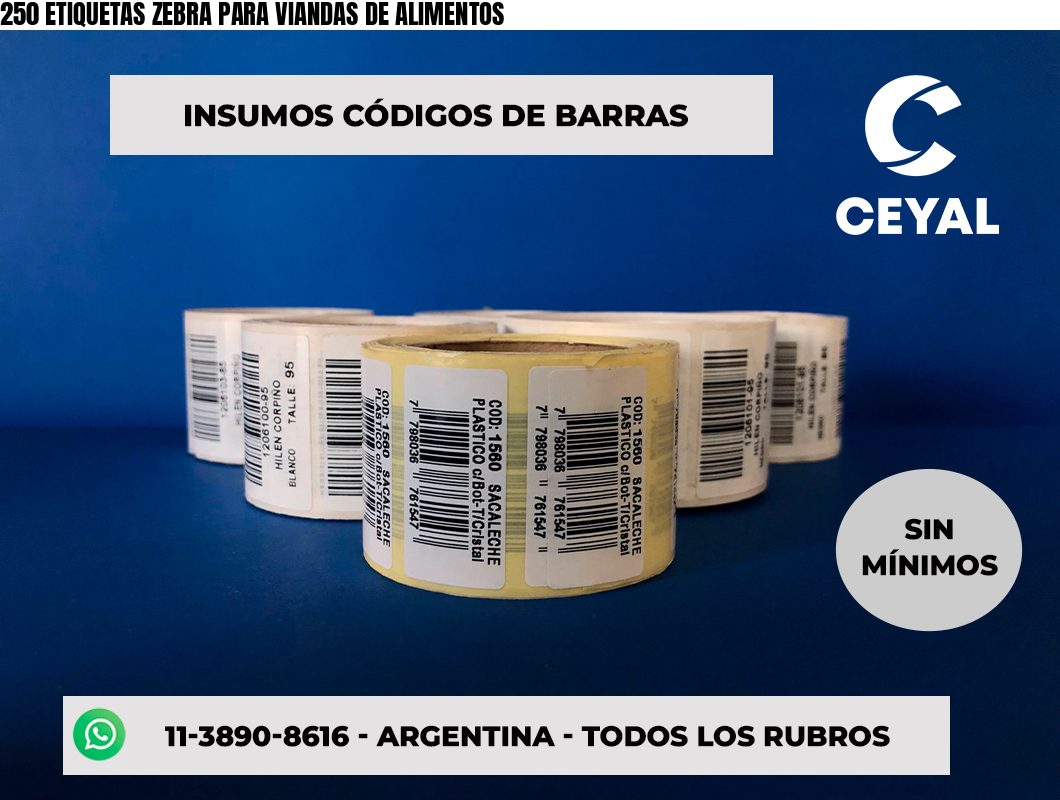 250 ETIQUETAS ZEBRA PARA VIANDAS DE ALIMENTOS