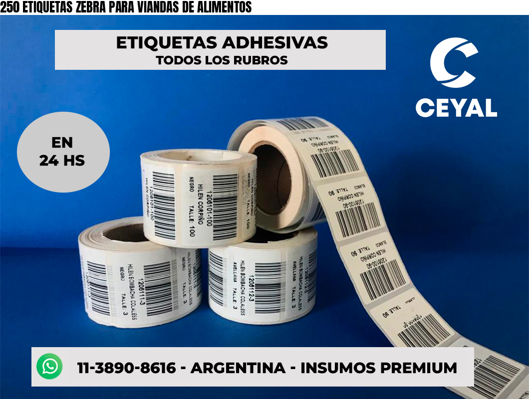 250 ETIQUETAS ZEBRA PARA VIANDAS DE ALIMENTOS