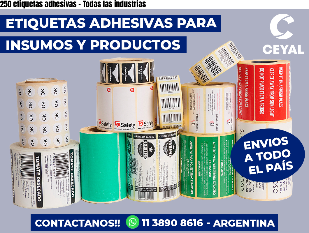 250 etiquetas adhesivas - Todas las industrias