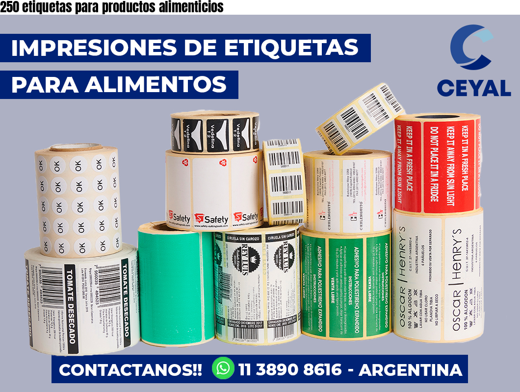 250 etiquetas para productos alimenticios
