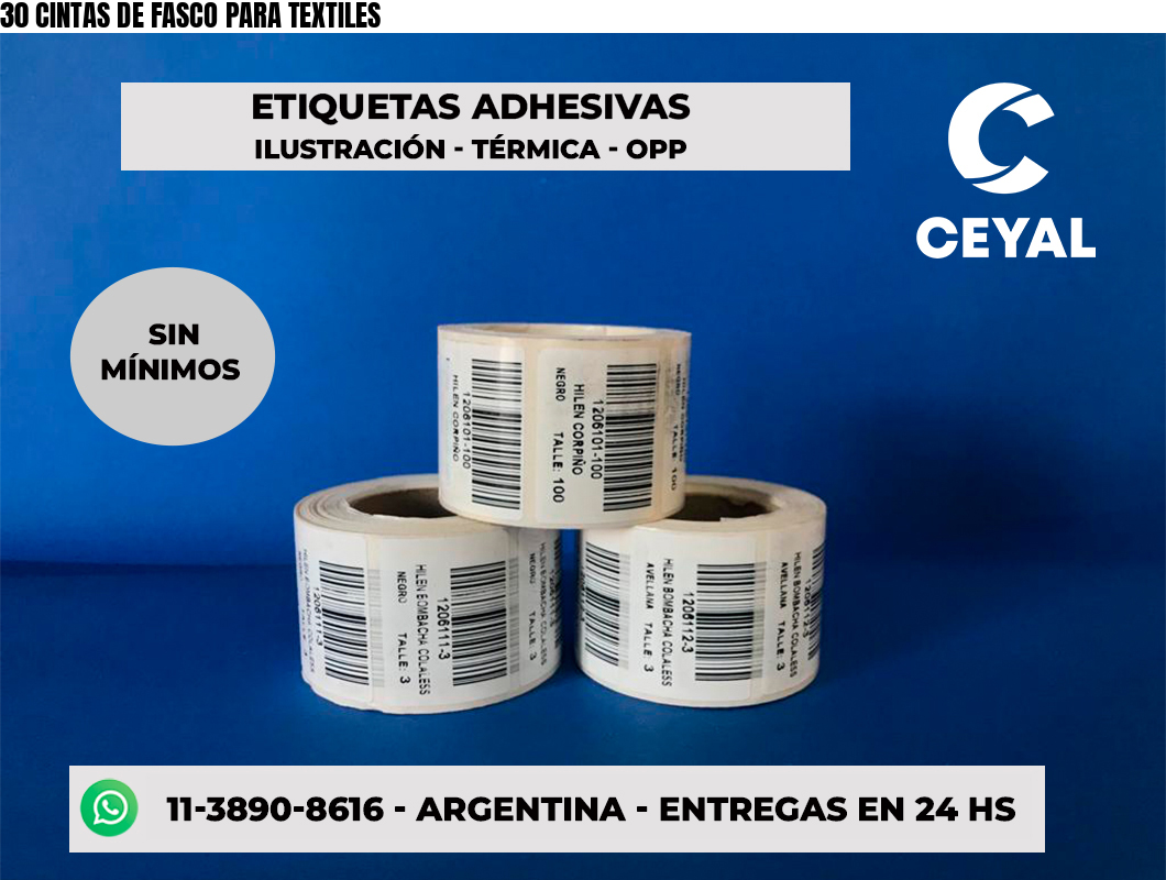 30 CINTAS DE FASCO PARA TEXTILES