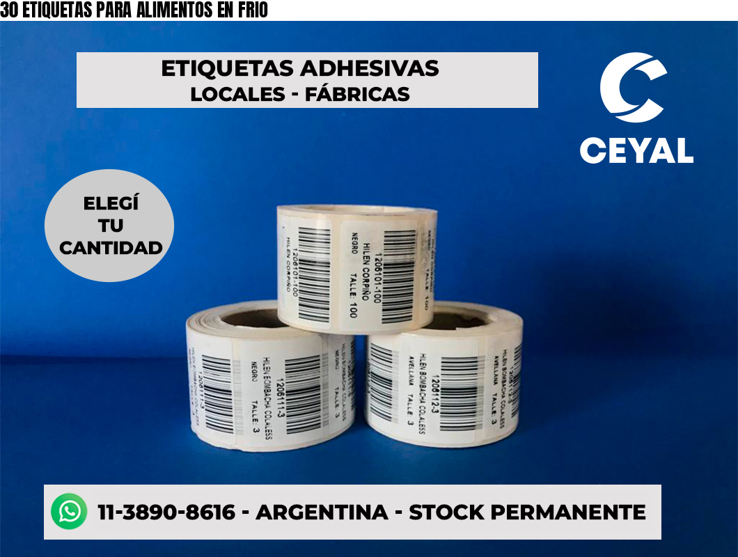 30 ETIQUETAS PARA ALIMENTOS EN FRIO
