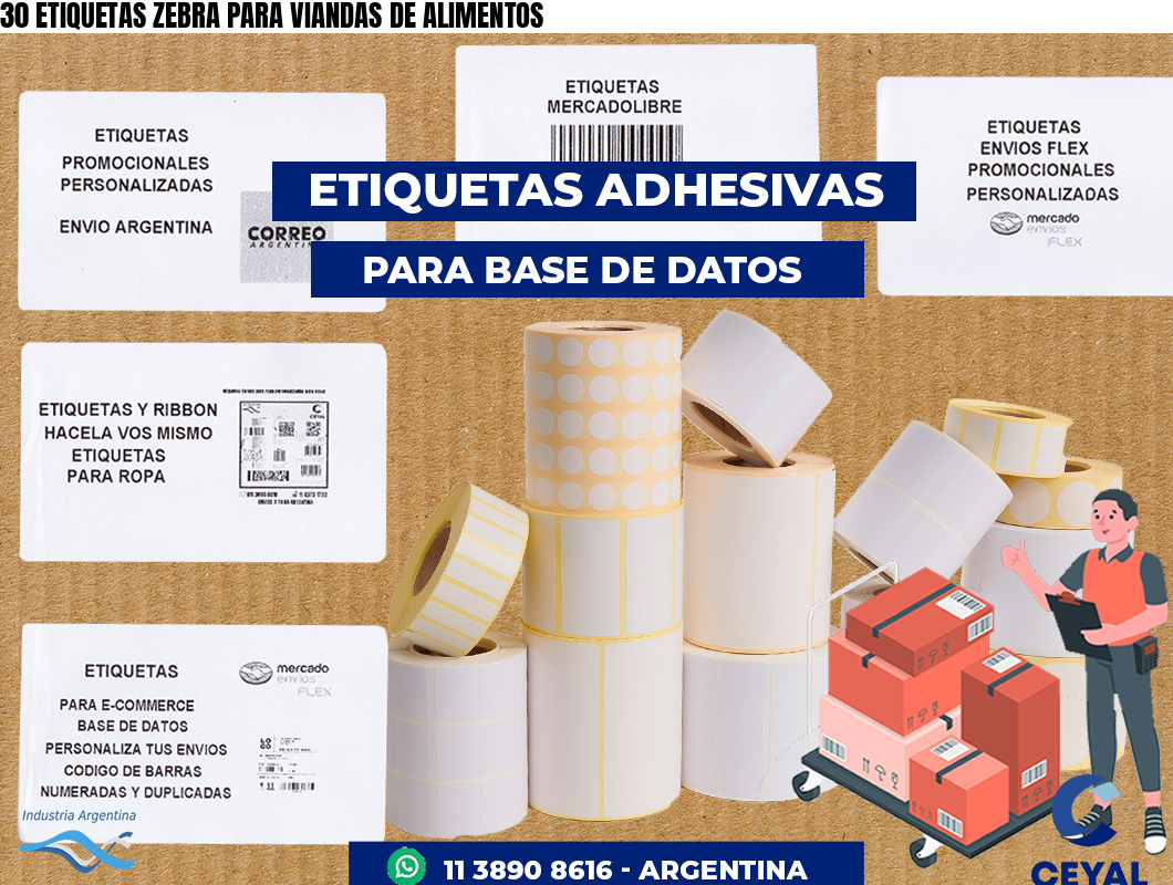 30 ETIQUETAS ZEBRA PARA VIANDAS DE ALIMENTOS