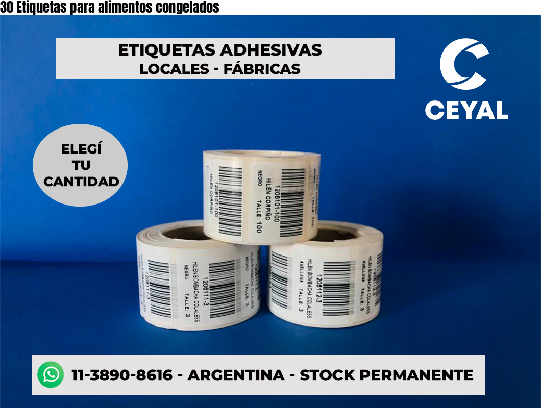 30 Etiquetas para alimentos congelados