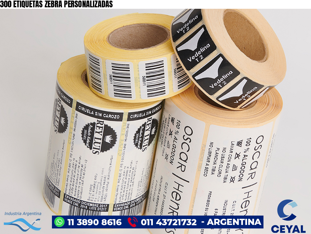 300 ETIQUETAS ZEBRA PERSONALIZADAS