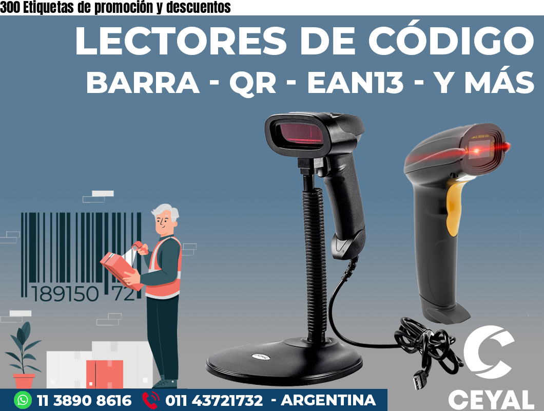 300 Etiquetas de promoción y descuentos