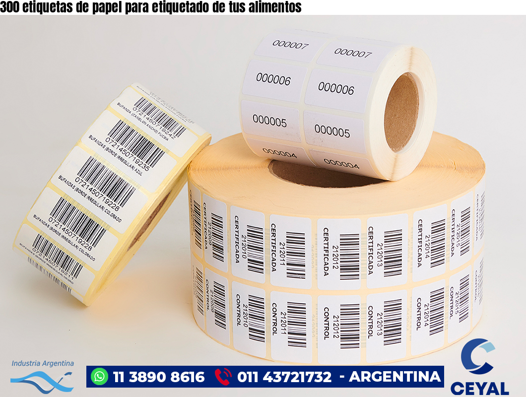 300 etiquetas de papel para etiquetado de tus alimentos