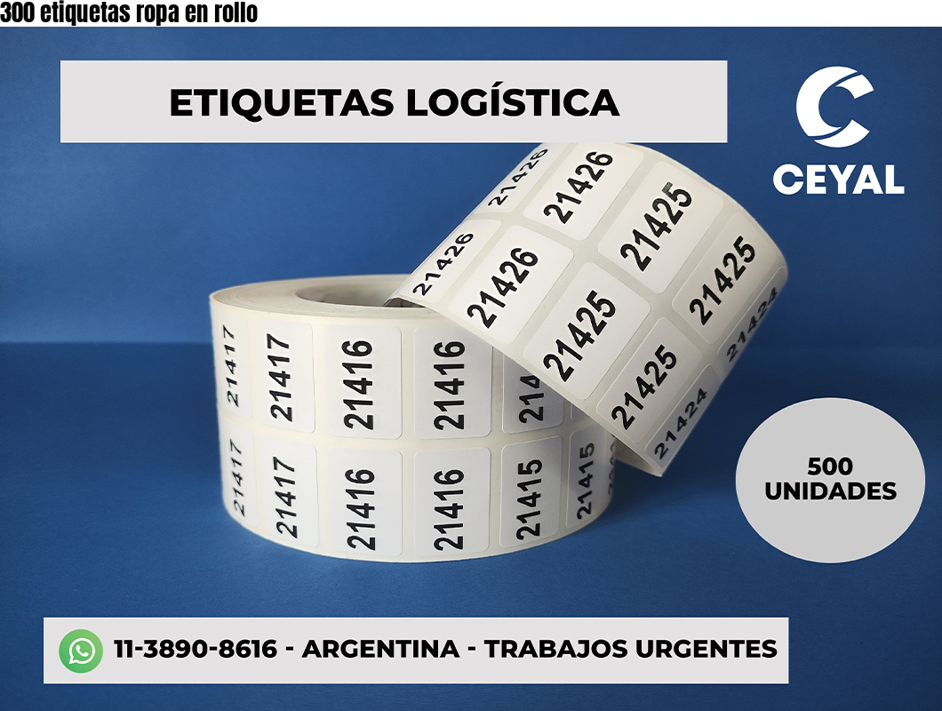 300 etiquetas ropa en rollo
