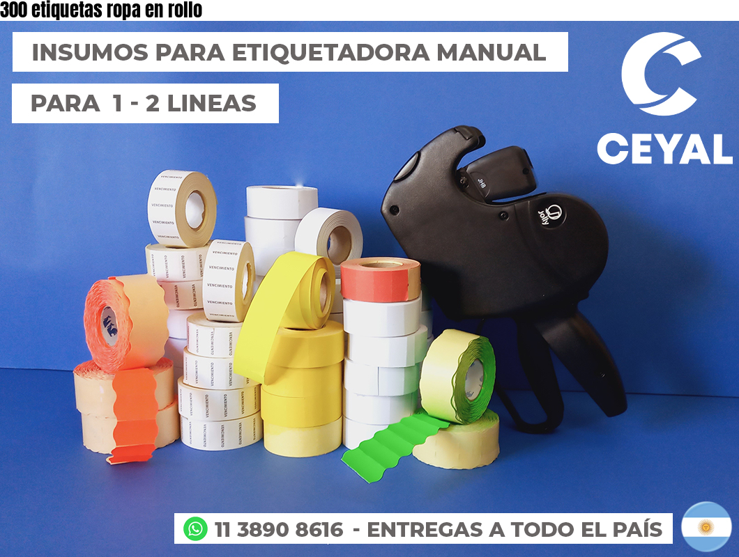300 etiquetas ropa en rollo