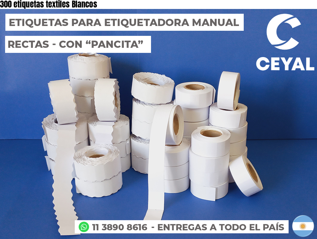 300 etiquetas textiles Blancos