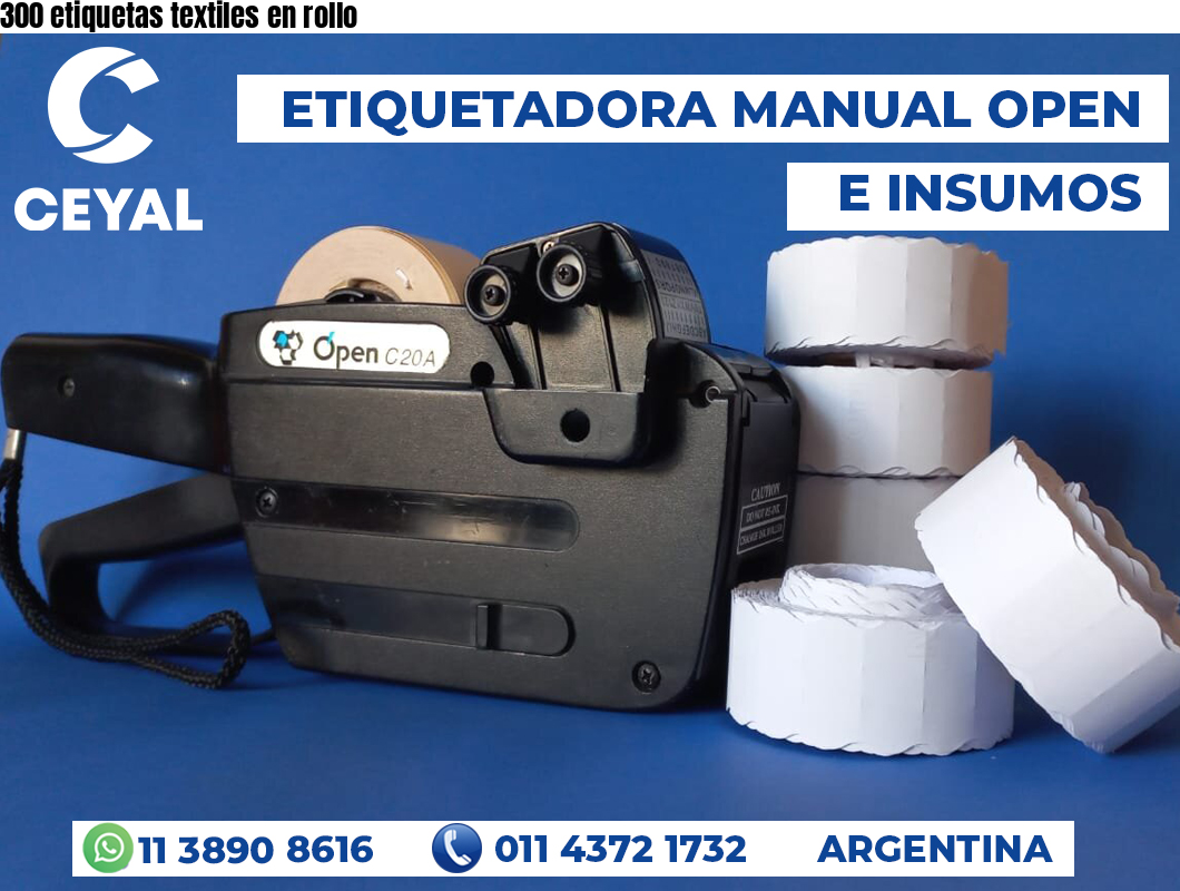 300 etiquetas textiles en rollo