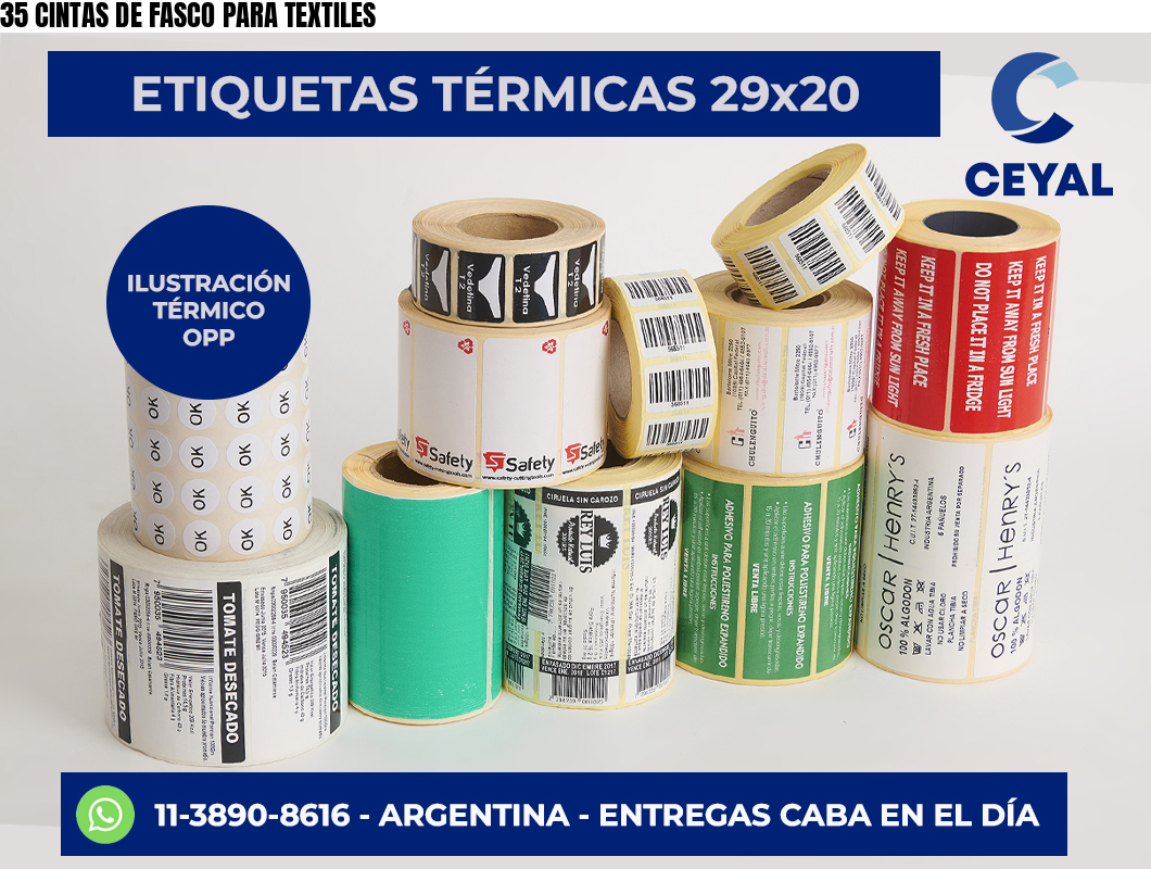 35 CINTAS DE FASCO PARA TEXTILES