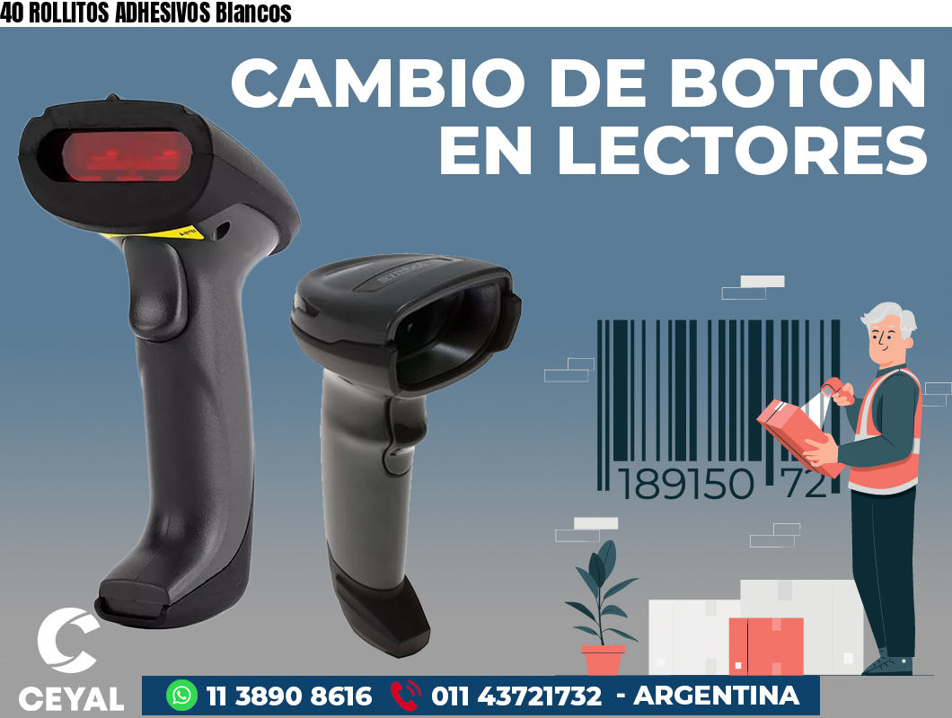 40 ROLLITOS ADHESIVOS Blancos