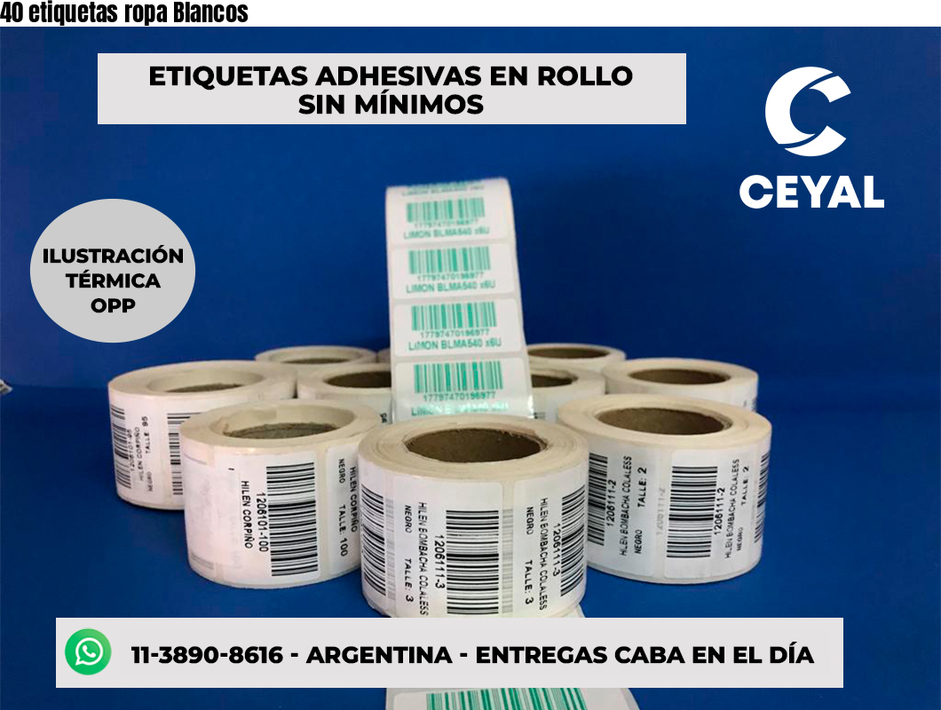40 etiquetas ropa Blancos