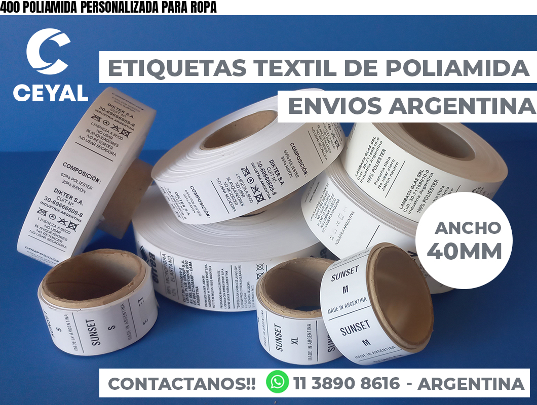 400 POLIAMIDA PERSONALIZADA PARA ROPA
