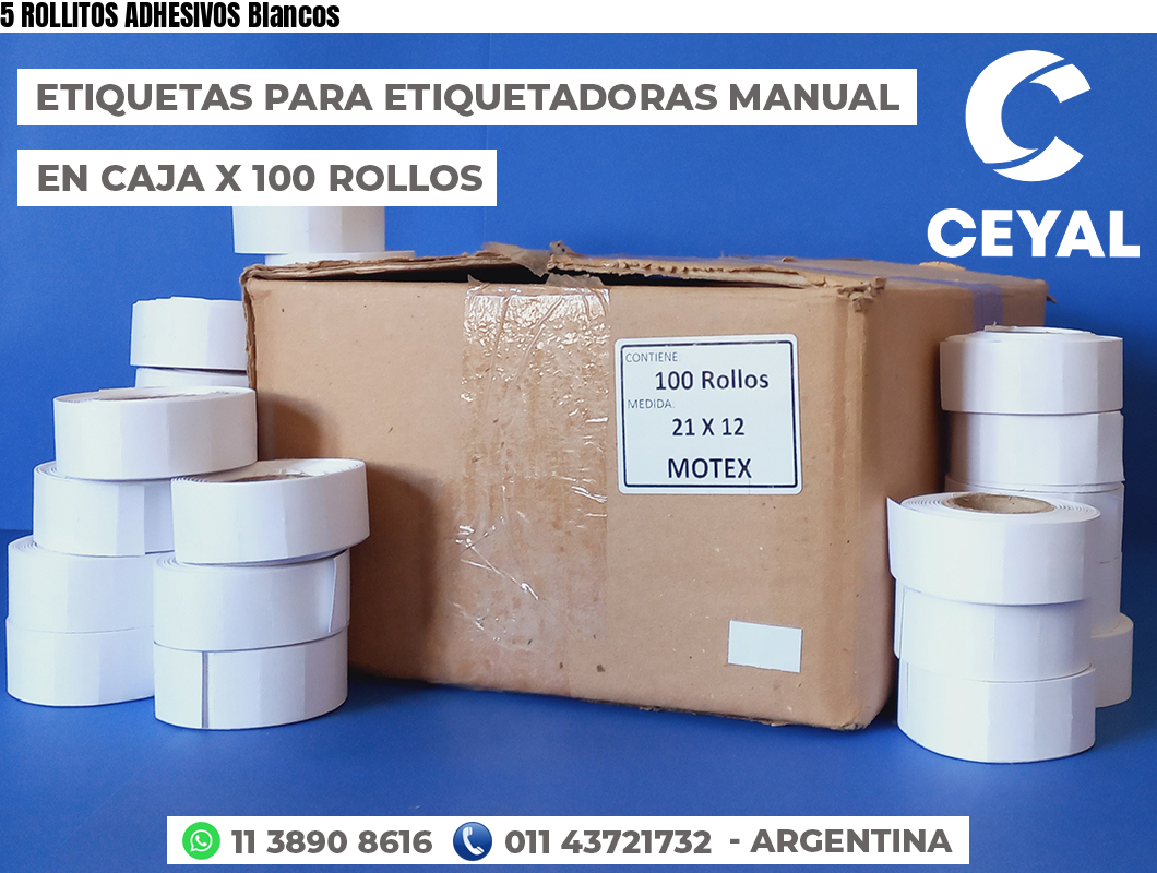 5 ROLLITOS ADHESIVOS Blancos