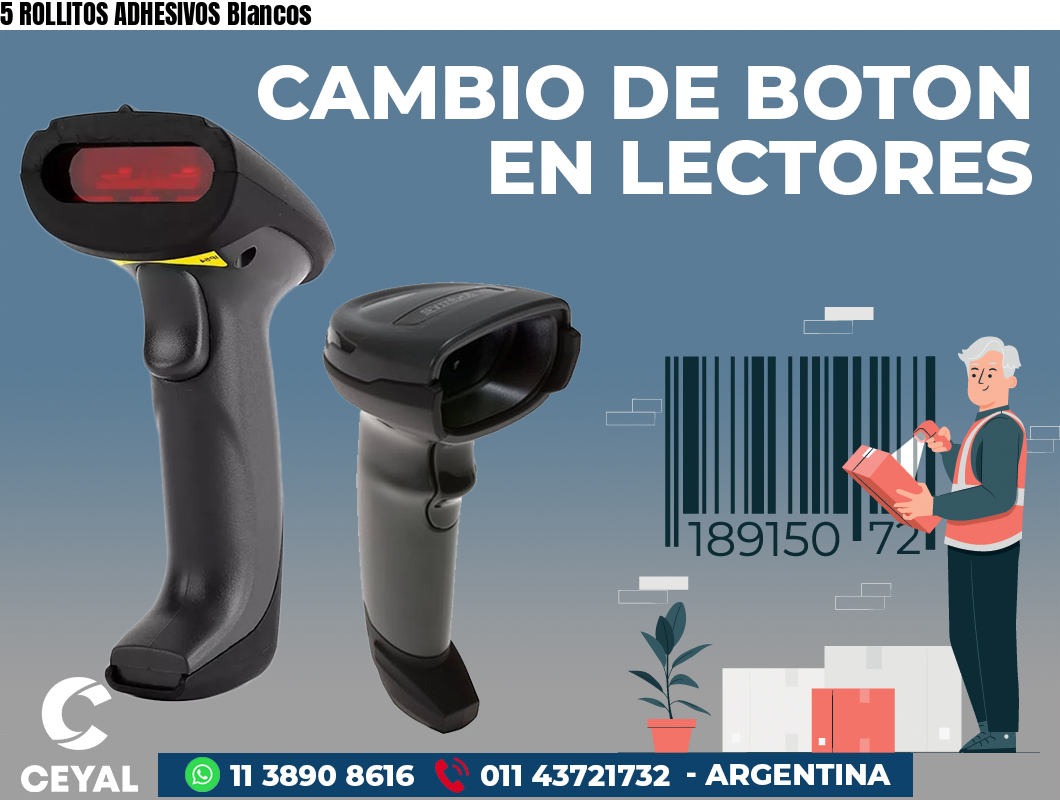 5 ROLLITOS ADHESIVOS Blancos