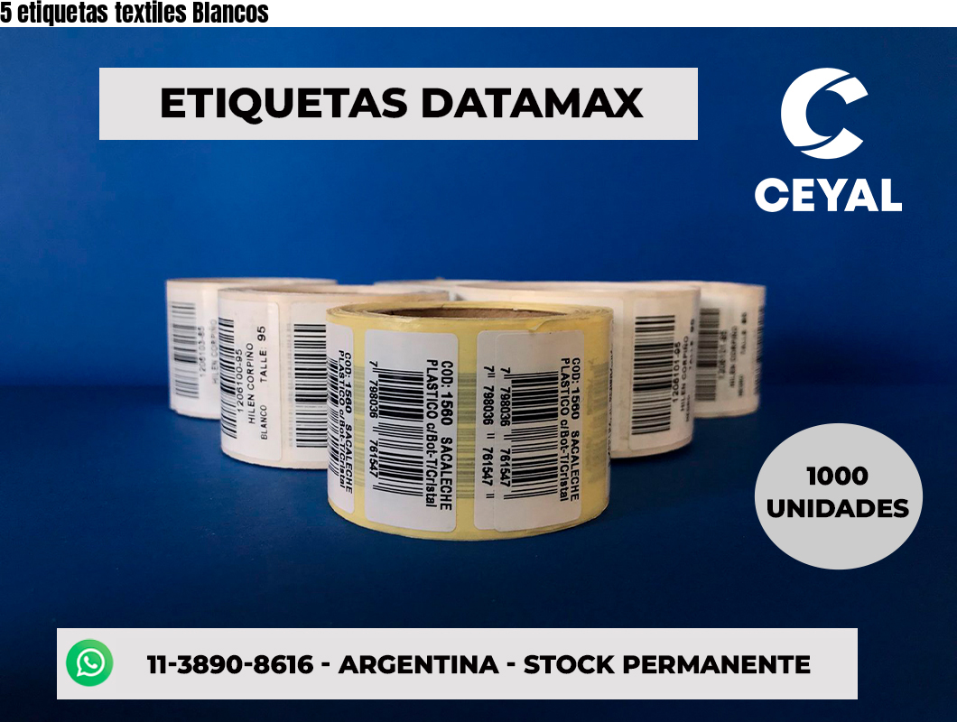 5 etiquetas textiles Blancos