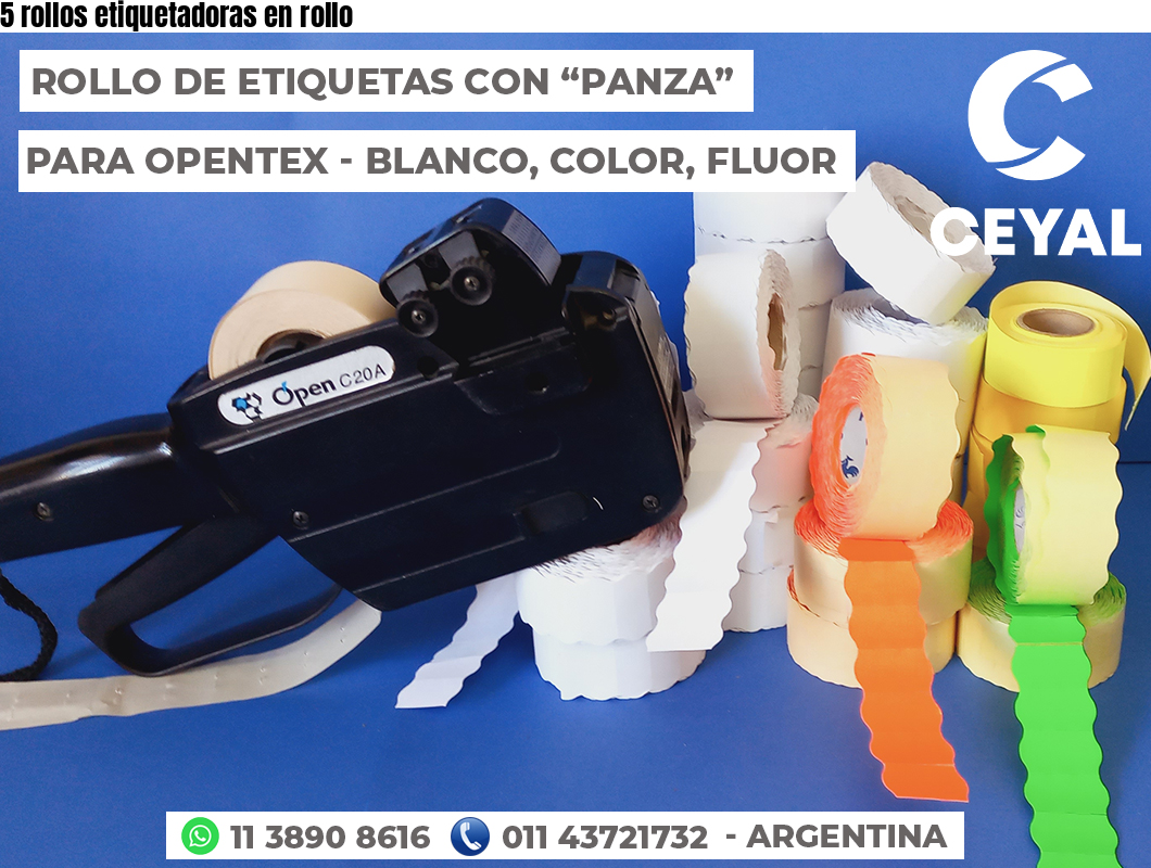 5 rollos etiquetadoras en rollo