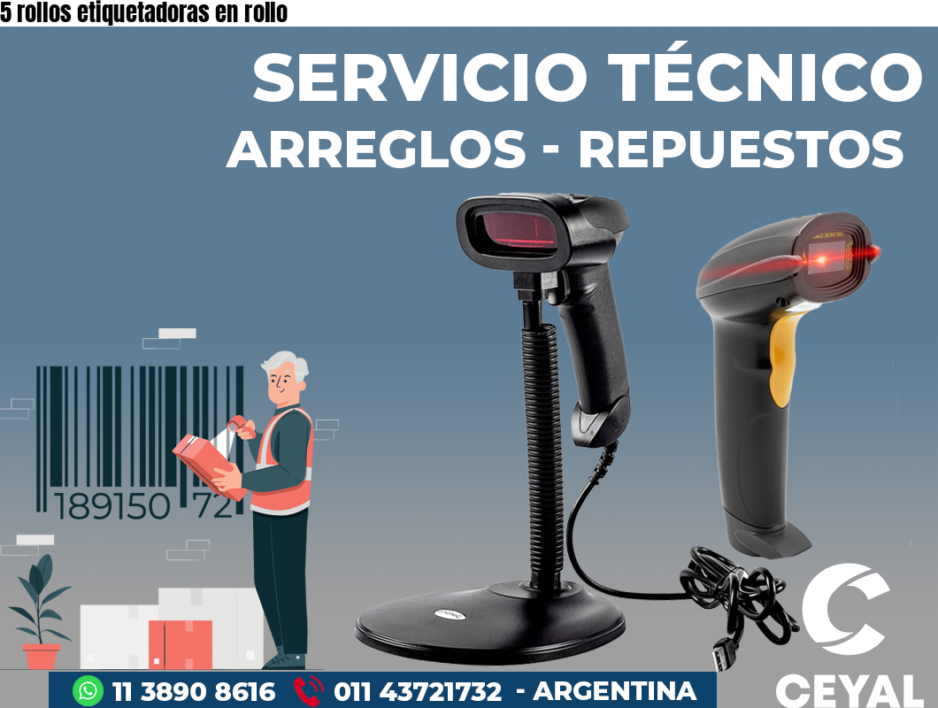5 rollos etiquetadoras en rollo