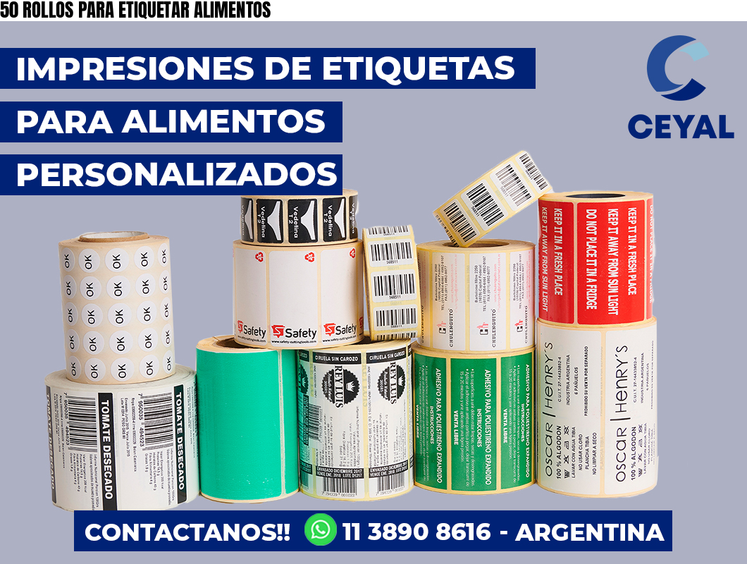 50 ROLLOS PARA ETIQUETAR ALIMENTOS