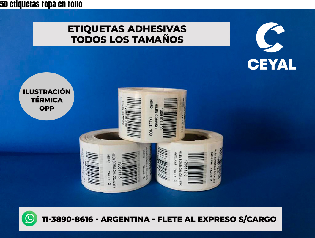 50 etiquetas ropa en rollo