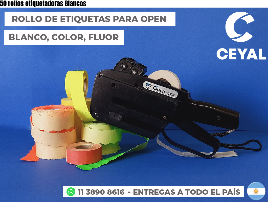 50 rollos etiquetadoras Blancos