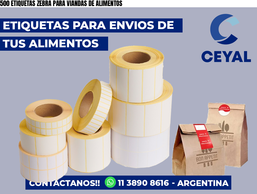 500 ETIQUETAS ZEBRA PARA VIANDAS DE ALIMENTOS