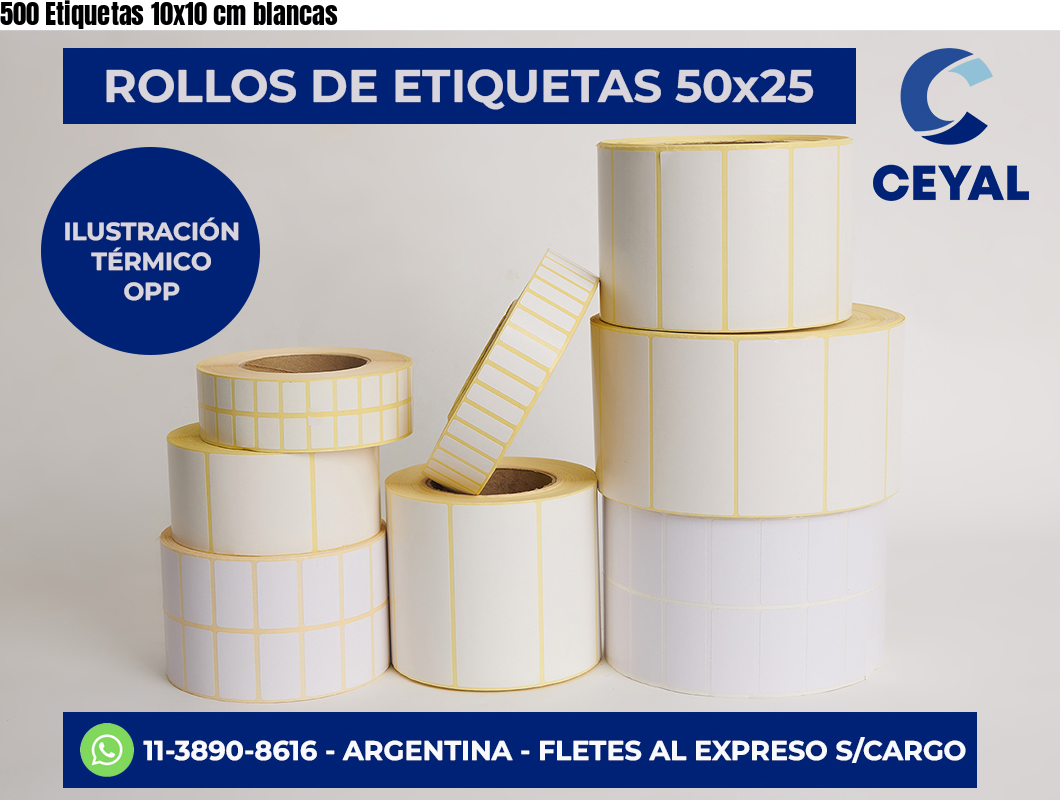 500 Etiquetas 10×10 cm blancas