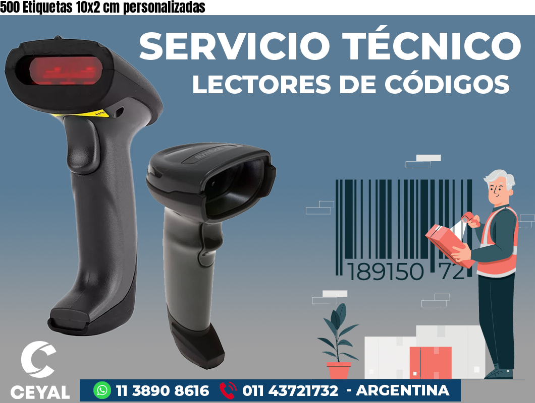 500 Etiquetas 10x2 cm personalizadas