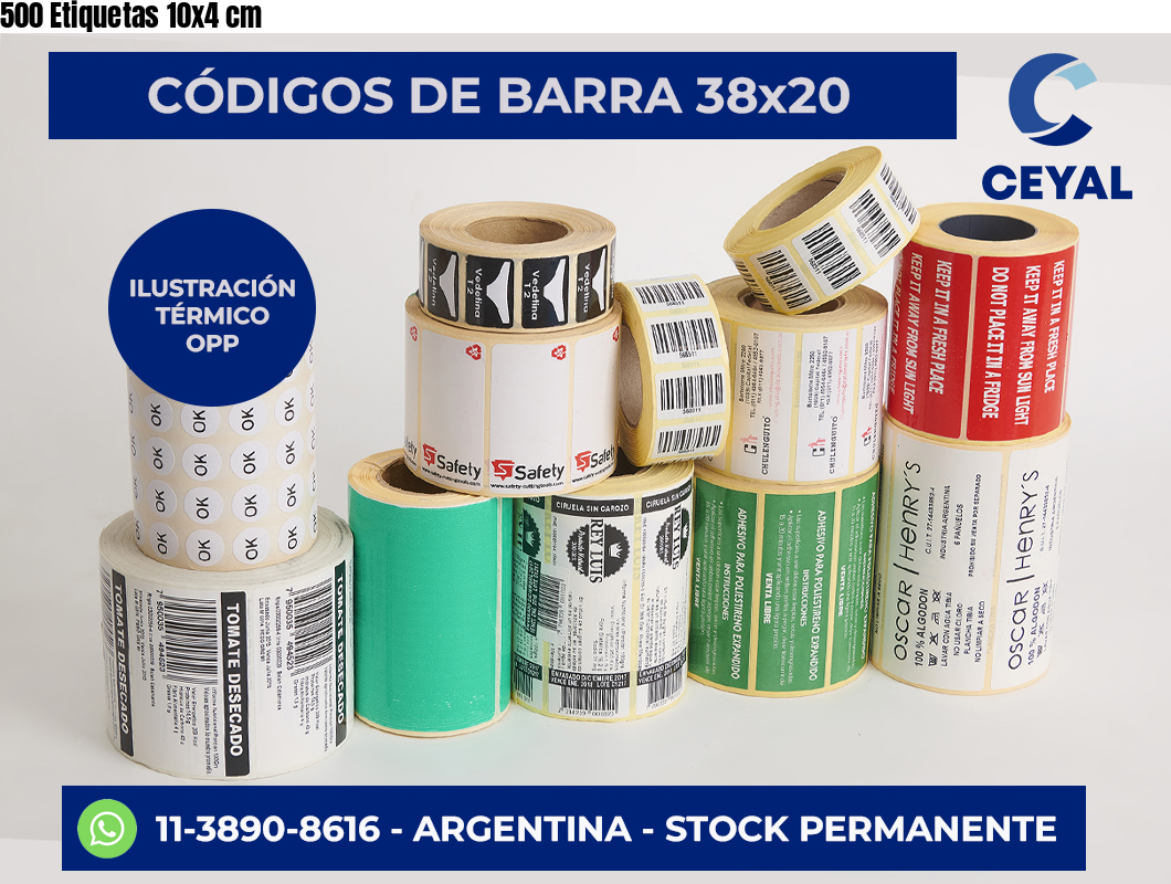 500 Etiquetas 10×4 cm