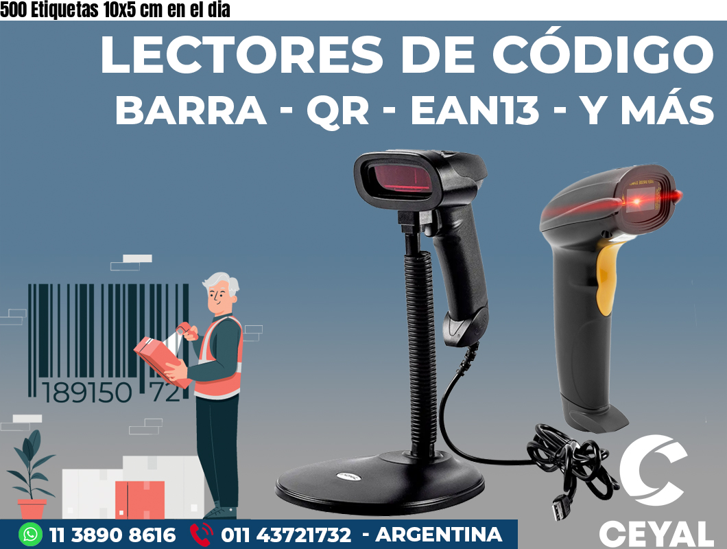 500 Etiquetas 10x5 cm en el dia