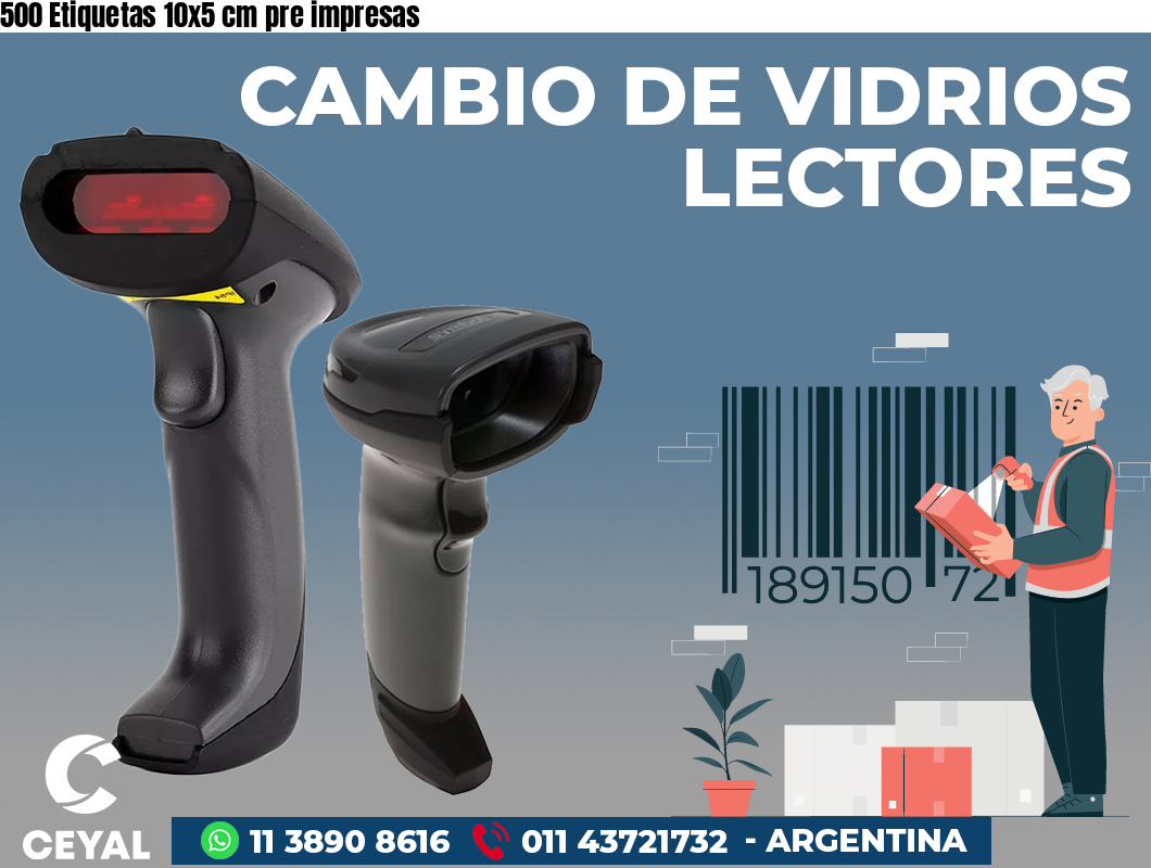 500 Etiquetas 10x5 cm pre impresas