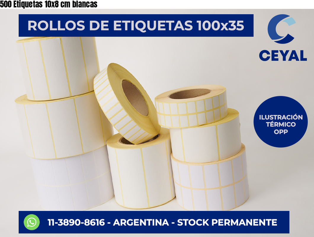 500 Etiquetas 10×8 cm blancas