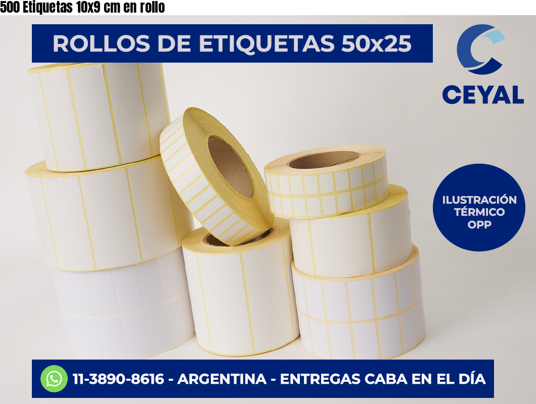 500 Etiquetas 10×9 cm en rollo