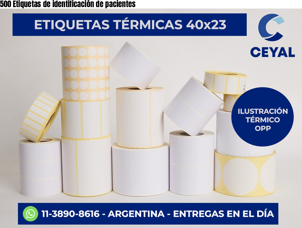 500 Etiquetas de identificación de pacientes