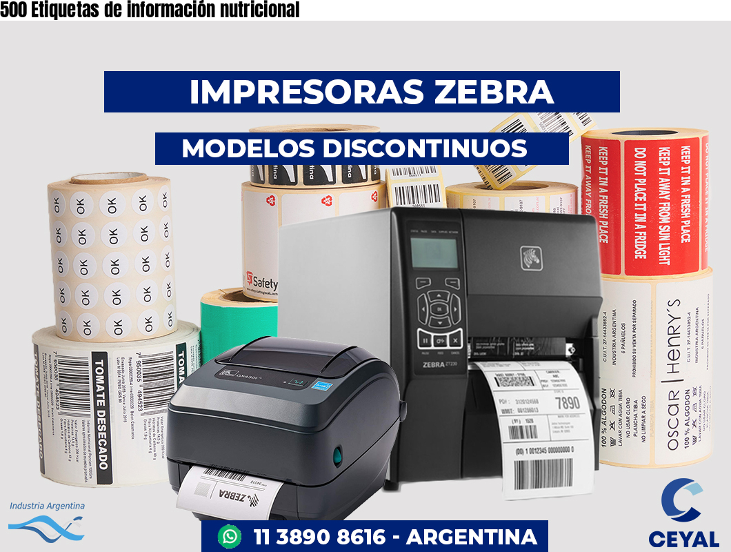 500 Etiquetas de información nutricional
