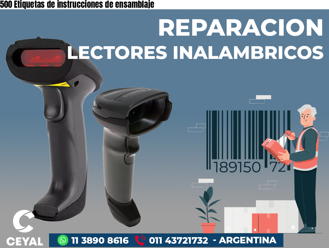 500 Etiquetas de instrucciones de ensamblaje
