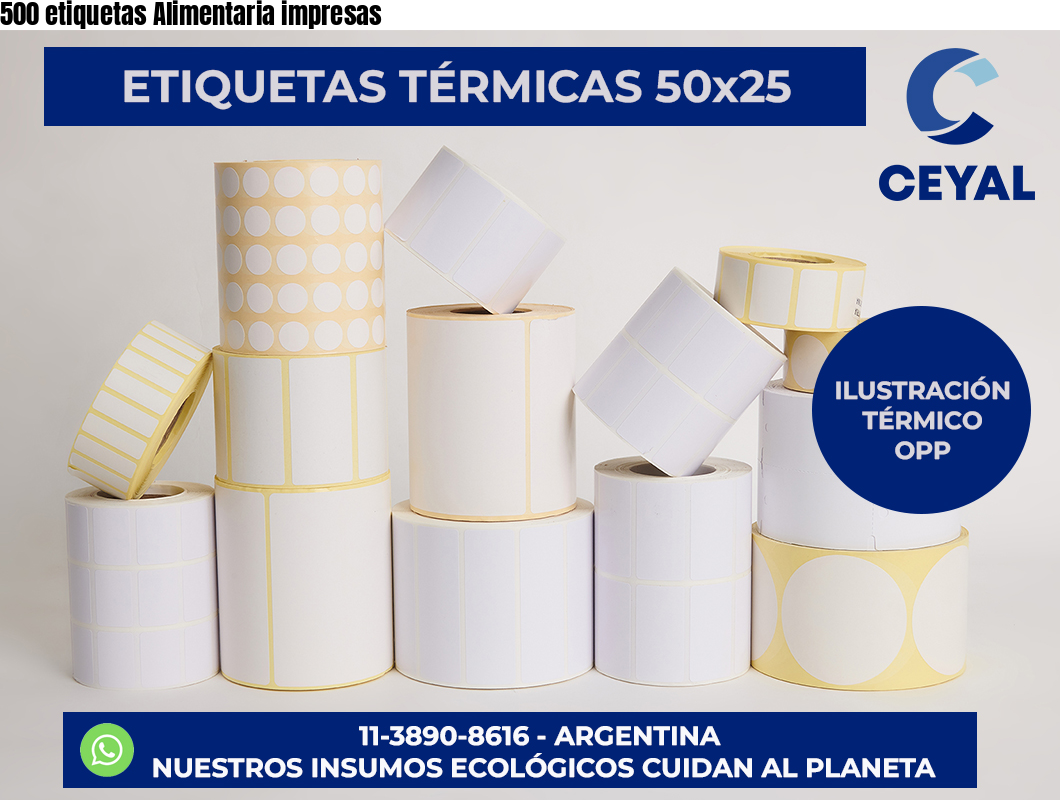 500 etiquetas Alimentaria impresas
