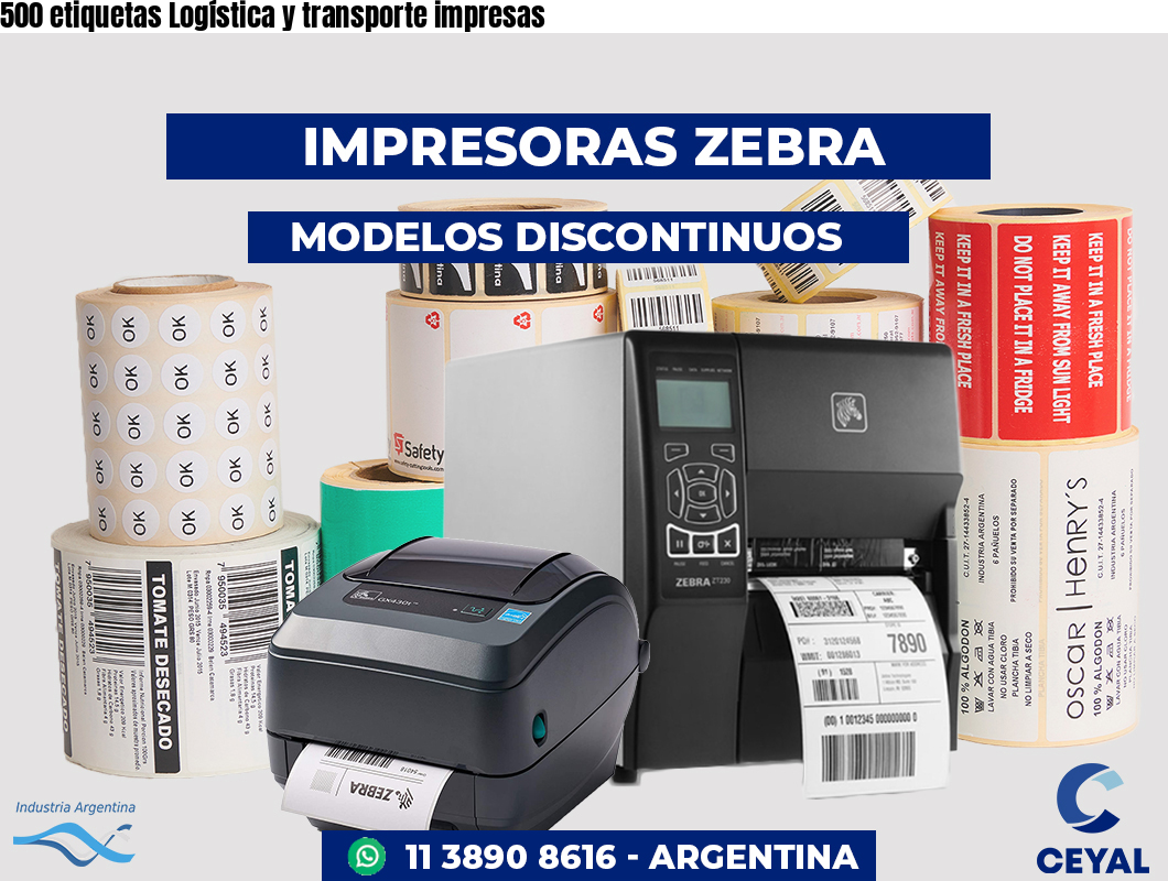 500 etiquetas Logística y transporte impresas