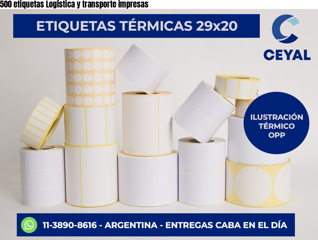 500 etiquetas Logística y transporte impresas