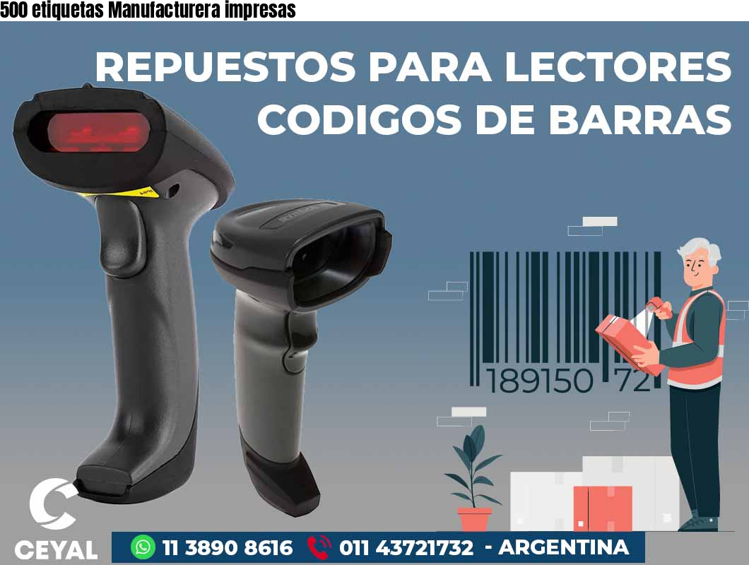 500 etiquetas Manufacturera impresas