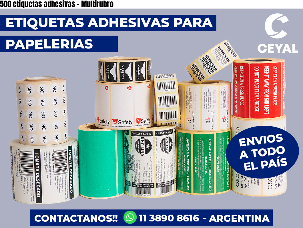 500 etiquetas adhesivas – Multirubro
