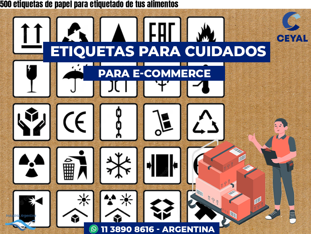 500 etiquetas de papel para etiquetado de tus alimentos