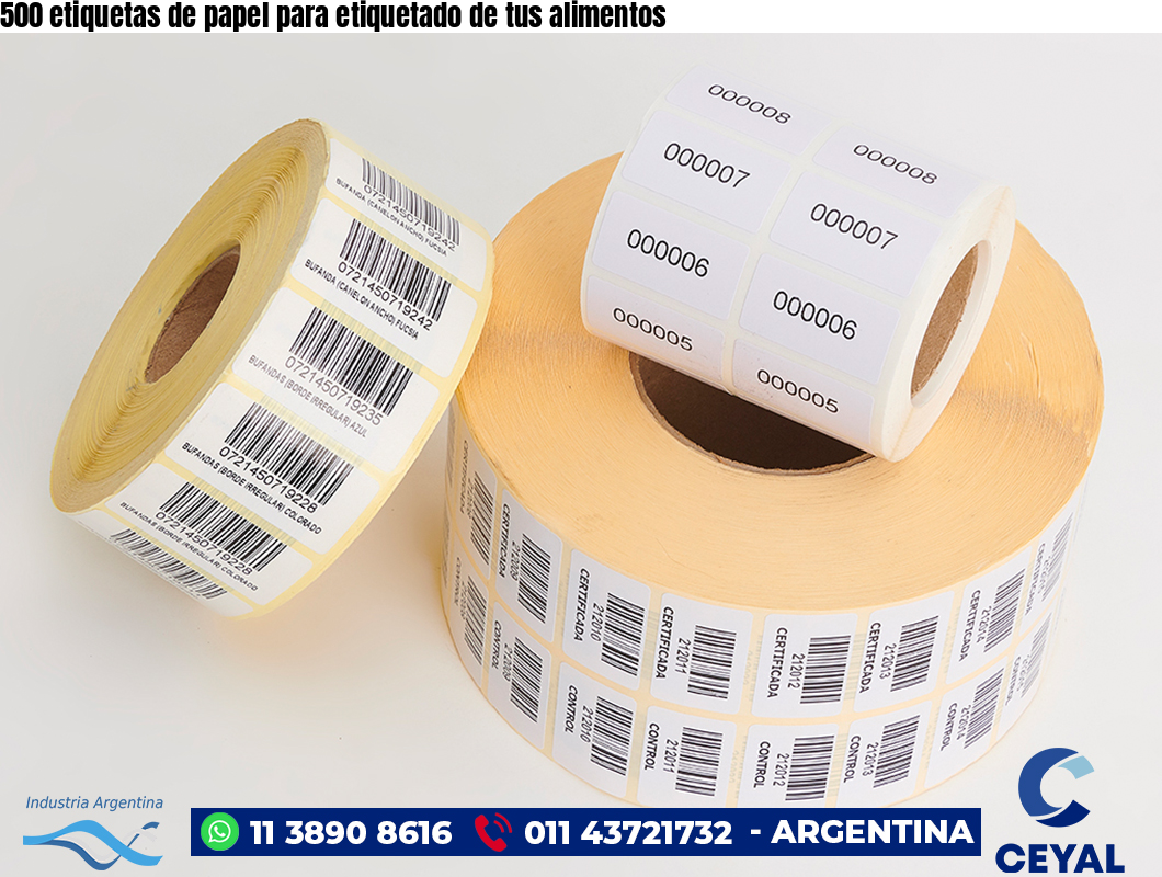 500 etiquetas de papel para etiquetado de tus alimentos