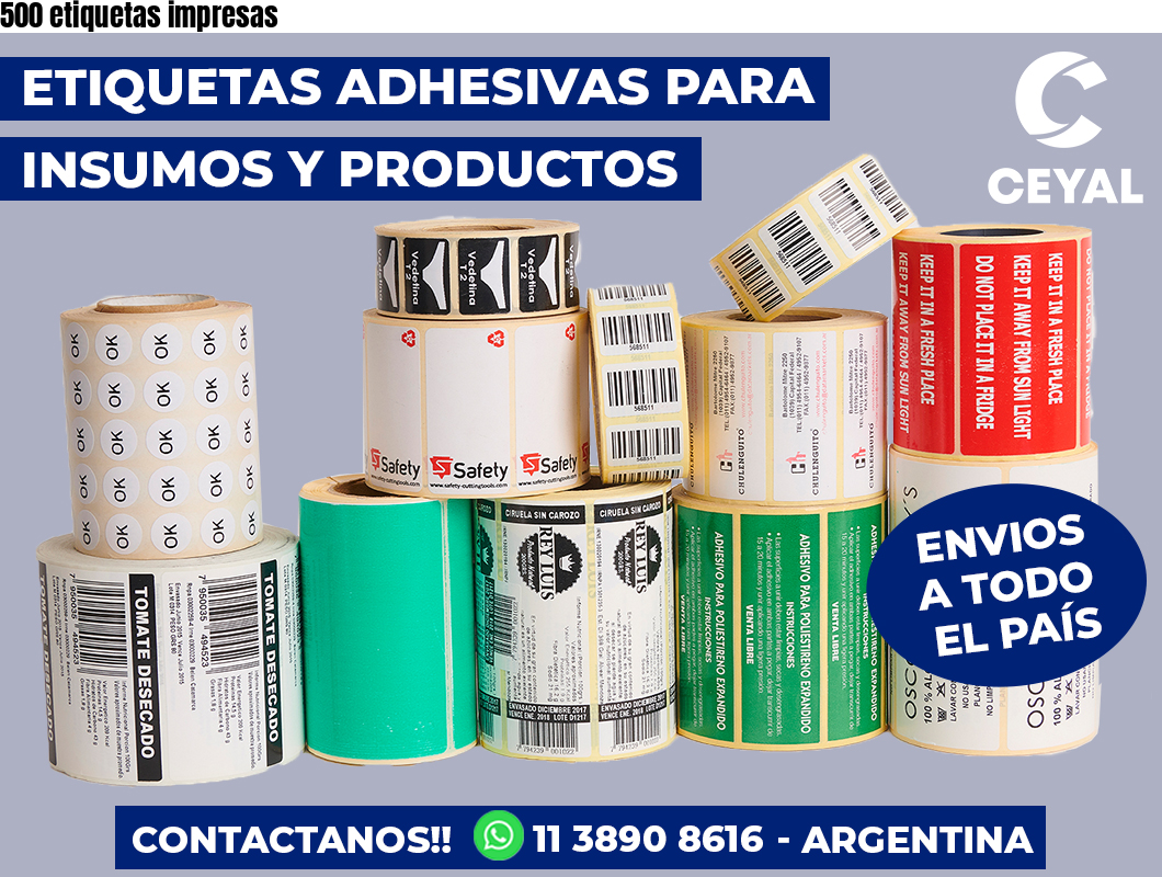 500 etiquetas impresas